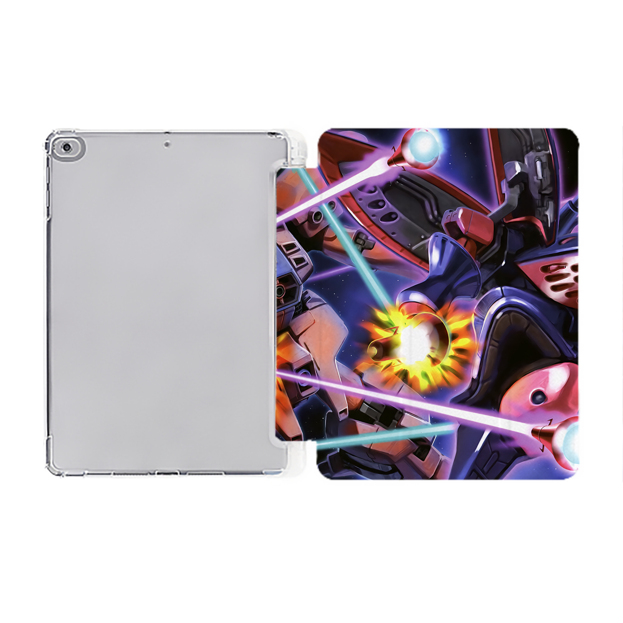 （画像用） 機動戦士ガンダム Mobile Suit Gundam IPad ケース ペン収納付き 三つ折りスタンド PUレザー×シリコン 対応機種9.5/10.5/10.9インチ